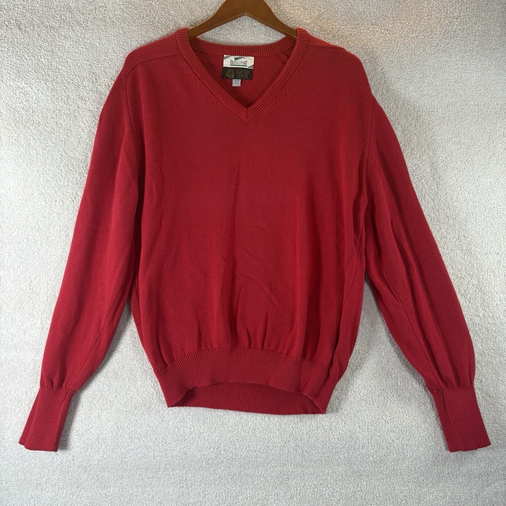 Vintage Bridgeport Men's 100% Egyptian Cotton V-Neck Sweater Preppy Grandpa